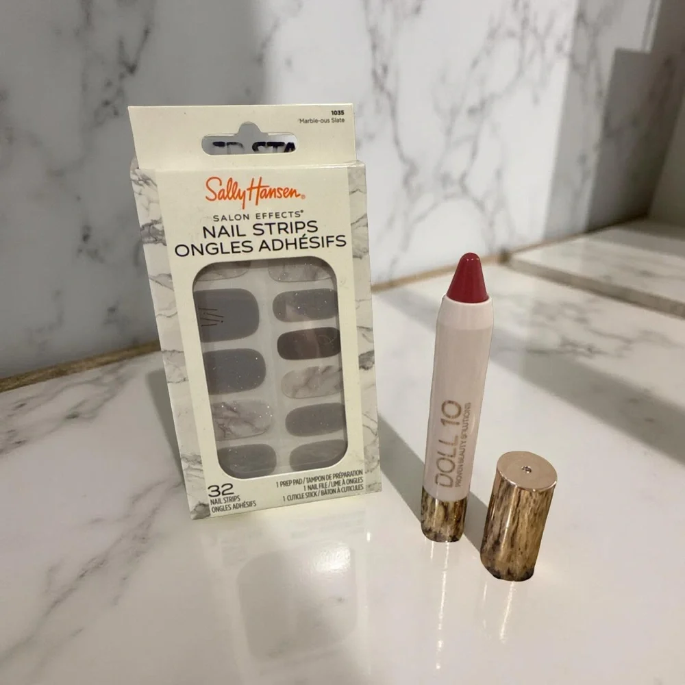 DOLL 10 LIP CRAYON ‘ENJOY LIFE’ LIMITED EDITION & MARBLE-OUS SLATE NAIL STRIPS 🔥